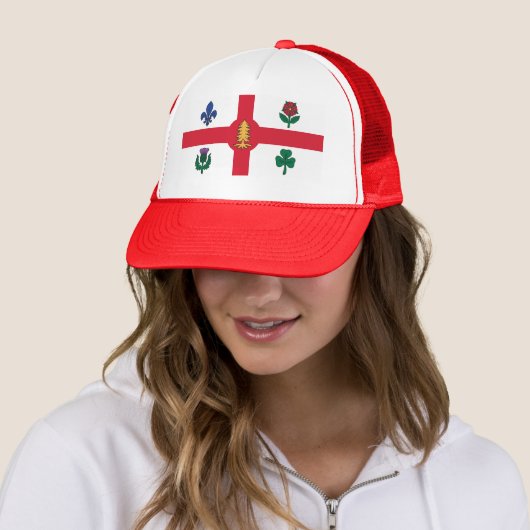 Hat with Flag of Montreal, Canada Trucker Pet (In situ)