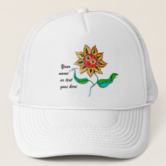 Hat Writing Sunflower Trucker Pet
