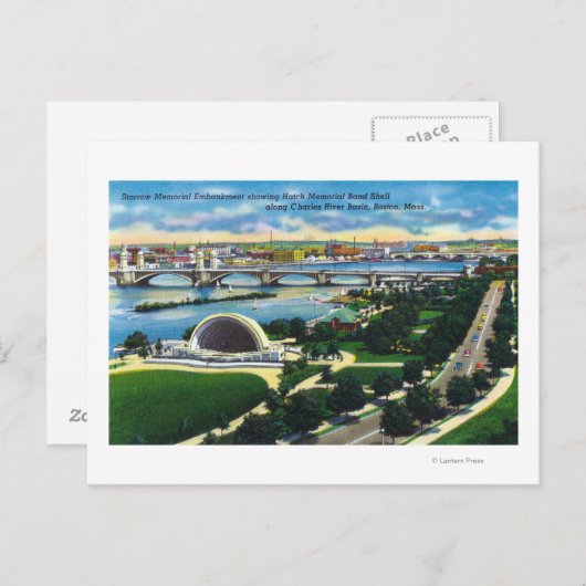 Hatch Memorial Band Shell, Charles River Briefkaart (Voorkant / Achterkant)