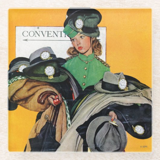 Hatcheck Girl Glazen Onderzetter (Voorkant)