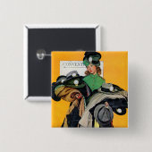 Hatcheck Girl Vierkante Button 5,1 Cm (Voorkant /achterkant)