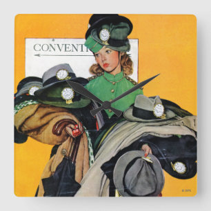 Hatcheck Girl Vierkante Klok