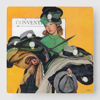 Hatcheck Girl Vierkante Klok