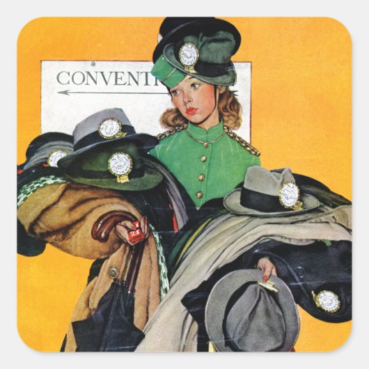 Hatcheck Girl Vierkante Sticker (Voorkant)