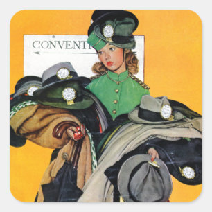 Hatcheck Girl Vierkante Sticker