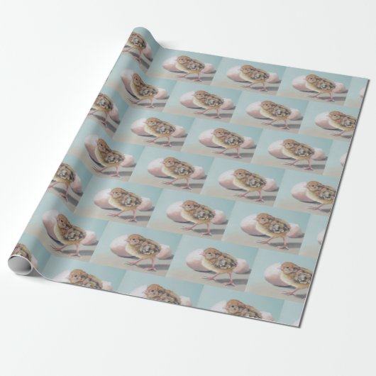Hatched Chick Bird Art Wrapping Paper Cadeaupapier (Uitgerold)