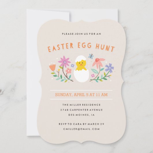 Hatched Easter Egg Hunt Invitation - Beige Kaart (Voorkant)