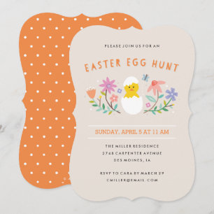 Hatched Easter Egg Hunt Invitation - Beige Kaart