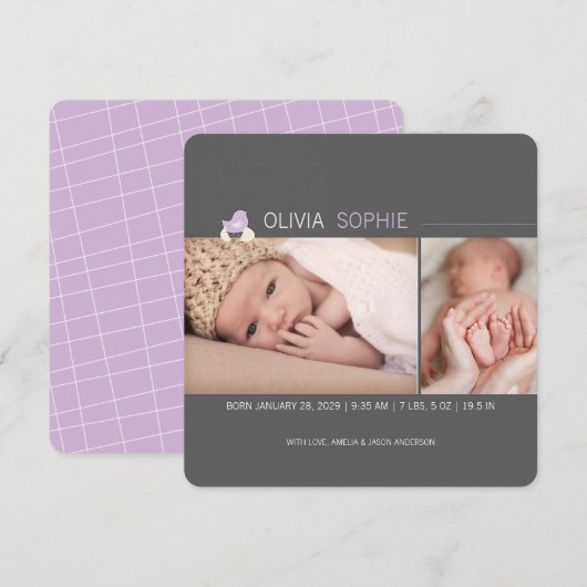 Hatched Egg Chick Girl Fotoaankondiging Baby Aankondiging (Voorkant / Achterkant)