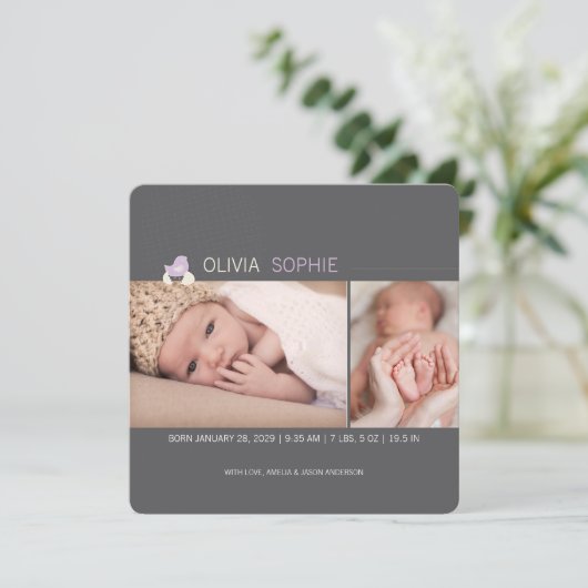 Hatched Egg Chick Girl Fotoaankondiging Baby Aankondiging (Staand voorkant)