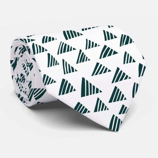 Hatched Triangles 250319 - Donkergroen op wit Stropdas (Opgerold)