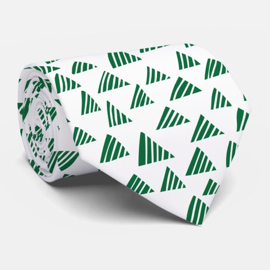 Hatched Triangles 250319 - Forest Green on White Stropdas (Opgerold)