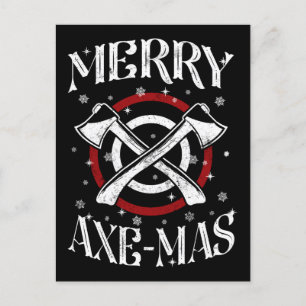 Hatchet Ax Throwing Lumberjack Merry Ax mas Feestdagenkaart