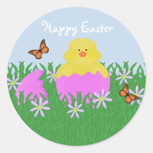 Hatching Baby Duck Happy Easter Stickers (Voorkant)
