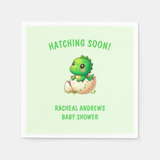 Hatching binnenkort Dinosaur Baby shower Baby Boy Servet (Voorkant)