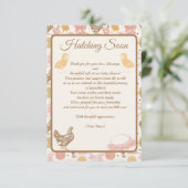 Hatching Binnenkort Kip Baby Meisje Douche Bedankkaart (Staand voorkant)