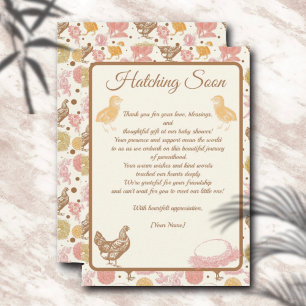 Hatching Binnenkort Kip Baby Meisje Douche Bedankkaart