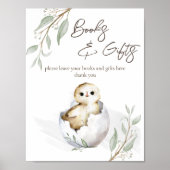Hatching binnenkort vogel baby shower boeken gesch poster (Voorkant)