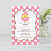 Hatching Chick Baby shower Invitation Pink Girl Kaart (Staand voorkant)