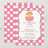 Hatching Chick Baby shower Invitation Pink Girl Kaart (Voorkant / Achterkant)