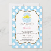 Hatching Chick Boy Baby shower Invitation Kaart (Voorkant)