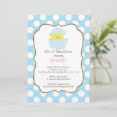 Hatching Chick Boy Baby shower Invitation Kaart (Staand voorkant)