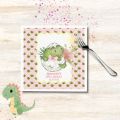Hatching Dino with Bow & Flower Party Napkins Servet
