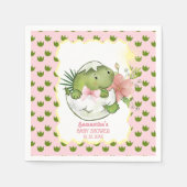 Hatching Dino with Bow & Flower Party Napkins Servet (Voorkant)