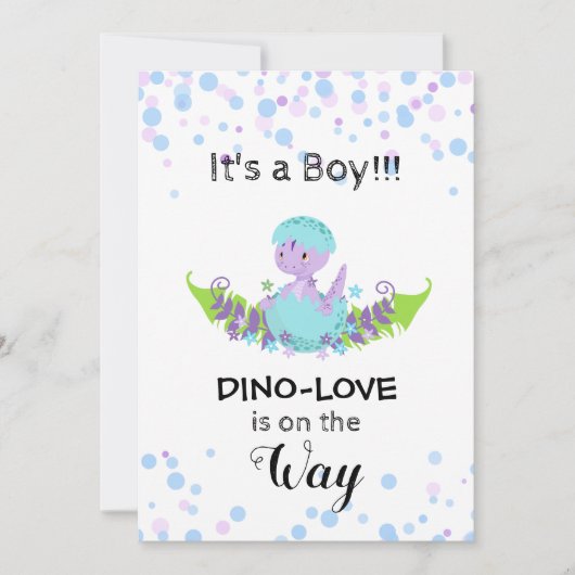 *~* Hatching Dinosaur Baby Boy Shower Invitation Kaart (Voorkant)