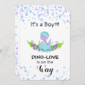 *~* Hatching Dinosaur Baby Boy Shower Invitation Kaart (Voorkant / Achterkant)