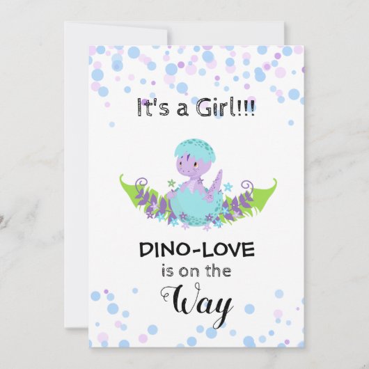 *~* Hatching Dinosaur Baby Girl Shower Invitation Kaart (Voorkant)