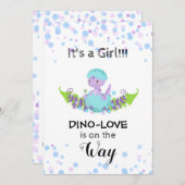 *~* Hatching Dinosaur Baby Girl Shower Invitation Kaart (Voorkant / Achterkant)