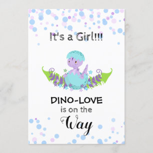 *~* Hatching Dinosaur Baby Girl Shower Invitation Kaart