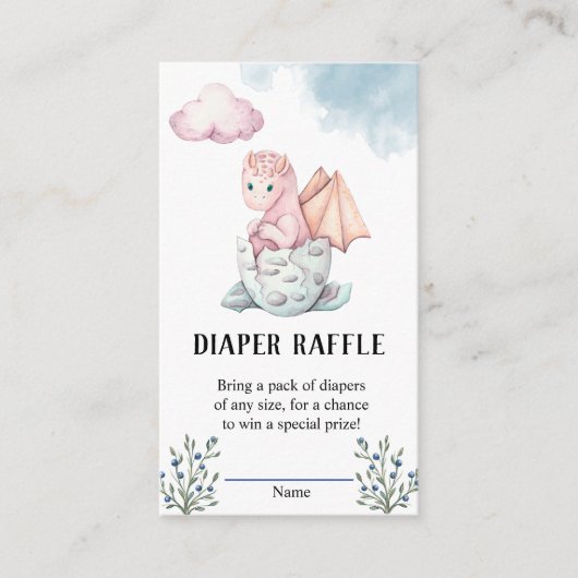 Hatching Dragon Baby shower Diaper Raffle Informatiekaartje (Voorkant)