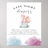 Hatching Dragon Baby shower Late Night Luiers Poster (Voorkant)