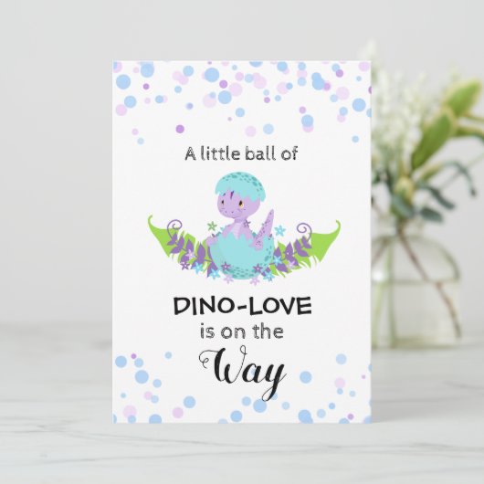 *~* Hatching Egg Dinosaur Baby shower Kaart (Staand voorkant)