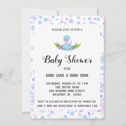 *~* Hatching Egg Dinosaur Baby shower Kaart (Achterkant)