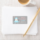 Hatching Penguin Baby shower Dank u Labels (Insitu)