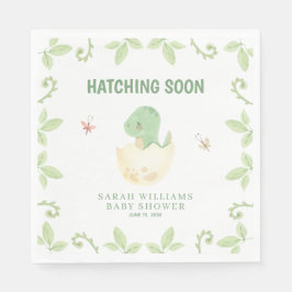 Hatching Soon Baby shower dinosaurus Waterverf Servet