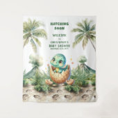 Hatching Soon Baby shower Tapestry Schattige Dino Wandkleed (Voorkant)