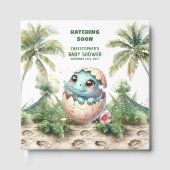 Hatching Soon Boy Baby gastenboek Keepsake (Voorkant)