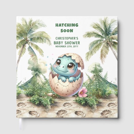 Hatching Soon Boy Baby gastenboek Keepsake (Voorkant)