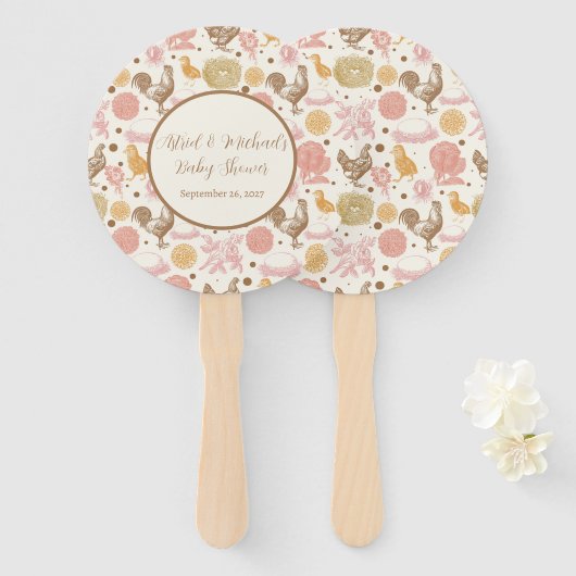 Hatching Soon Chicken Girl Baby shower Handwaaier (Voorkant en achterkant)