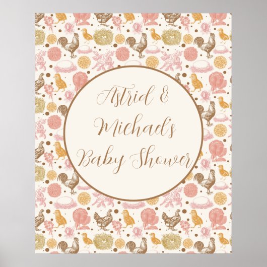 Hatching Soon Chicken Girl Baby shower Poster (Voorkant)