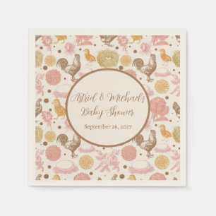 Hatching Soon Chicken Girl Baby shower Servet