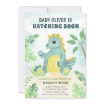 Hatching Soon Cute Boy Dinosaur Baby shower