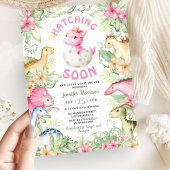 Hatching Soon Dino Girl Dinosaur Baby Shower Kaart