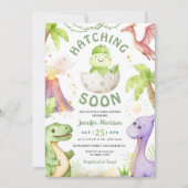 Hatching Soon Dinosaur Baby Shower Gender Neutral Kaart (Voorkant)