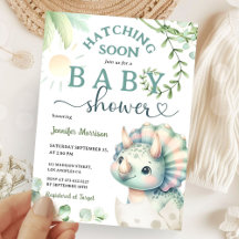 Hatching Soon Dinosaur Baby shower Girl Pink Green