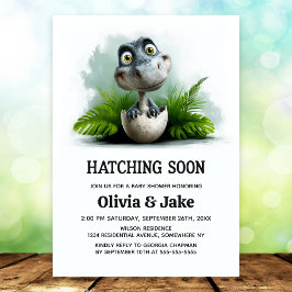 Hatching Soon Dinosaur Baby Shower Invitation Kaart